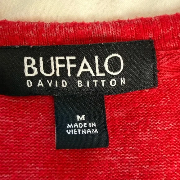 Buffalo David Bitton Heart Print Sweatshirt M Red Lightweight Knit Pullover - Picture 6 of 11